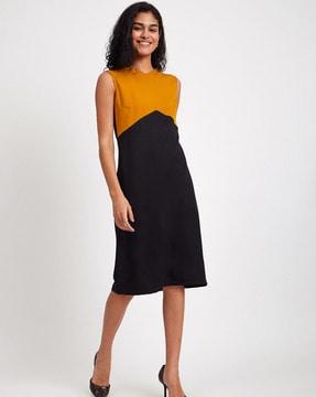 colourblock v-neck a-line dress