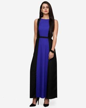 colourblock waist tie-up a-line dress