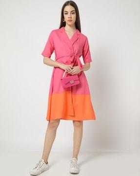 colourblock wrap dress