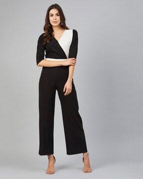 colourblock wrap jumpsuit