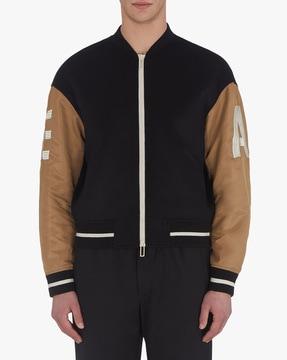 colourblock zip-front bomber jacket