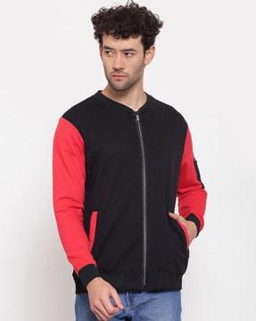 colourblock zip-front bomber jacket