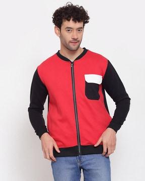 colourblock zip-front bomber jacket