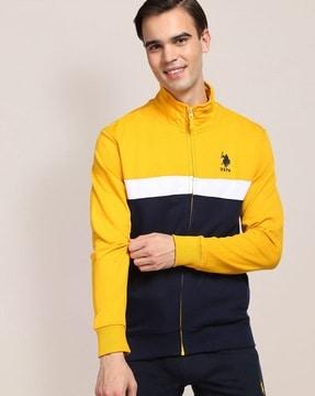 colourblock zip-front cotton track jacket