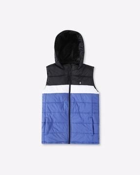 colourblock zip-front hooded gillet