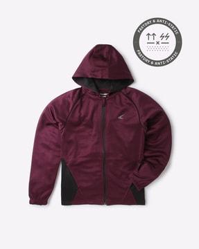 colourblock zip-front hooded jacket