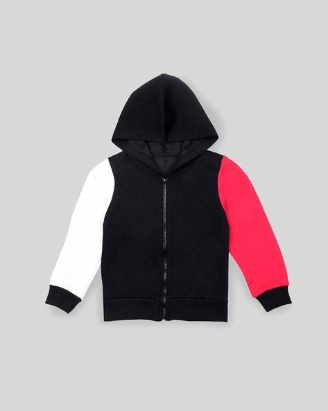 colourblock zip-front hooded sweatshirt