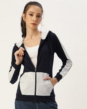 colourblock zip-front hoodie