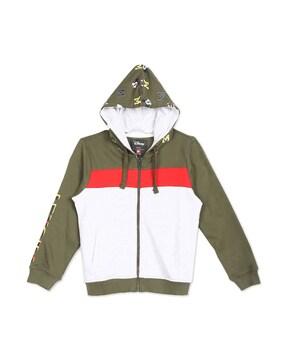 colourblock zip-front hoodie