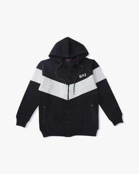 colourblock zip-front hoodie