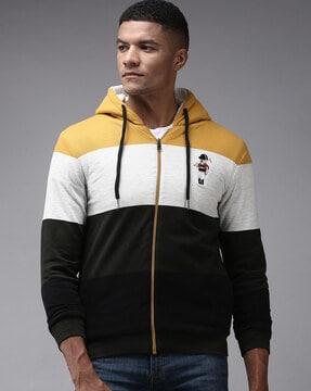 colourblock zip-front hoodie