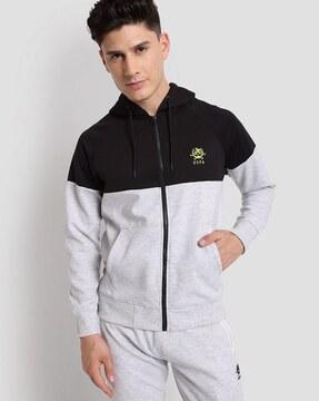 colourblock zip-front hoodie