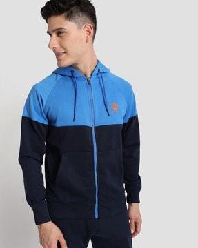 colourblock zip-front hoodie