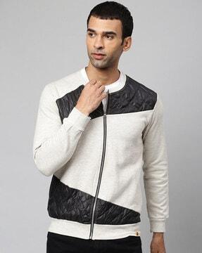 colourblock zip-front jacket with insert pocket