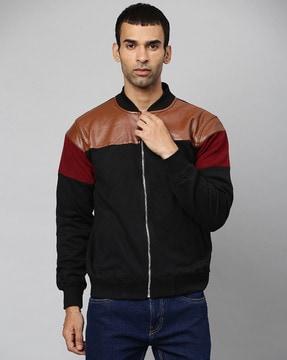 colourblock zip-front jacket with insert pockets