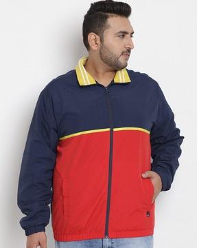 colourblock zip-front jacket with insert pockets