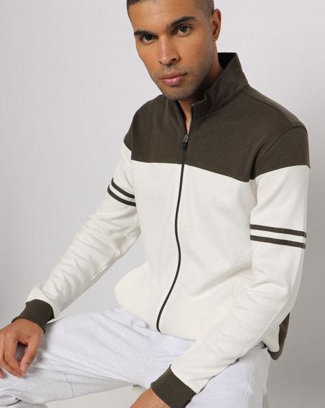 colourblock zip-front jacket with slip pockets