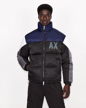 colourblock zip-front puffer jacket