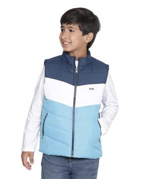 colourblock zip-front puffer jacket
