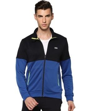 colourblock zip-front track jacket with insert pockets