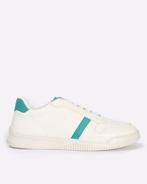 colourblocked mid-top lace-up sneakers