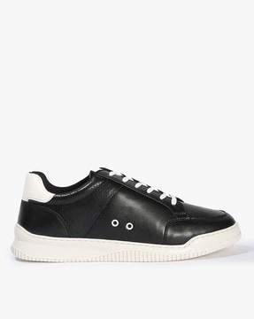 colourblocked mid-top lace-up sneakers