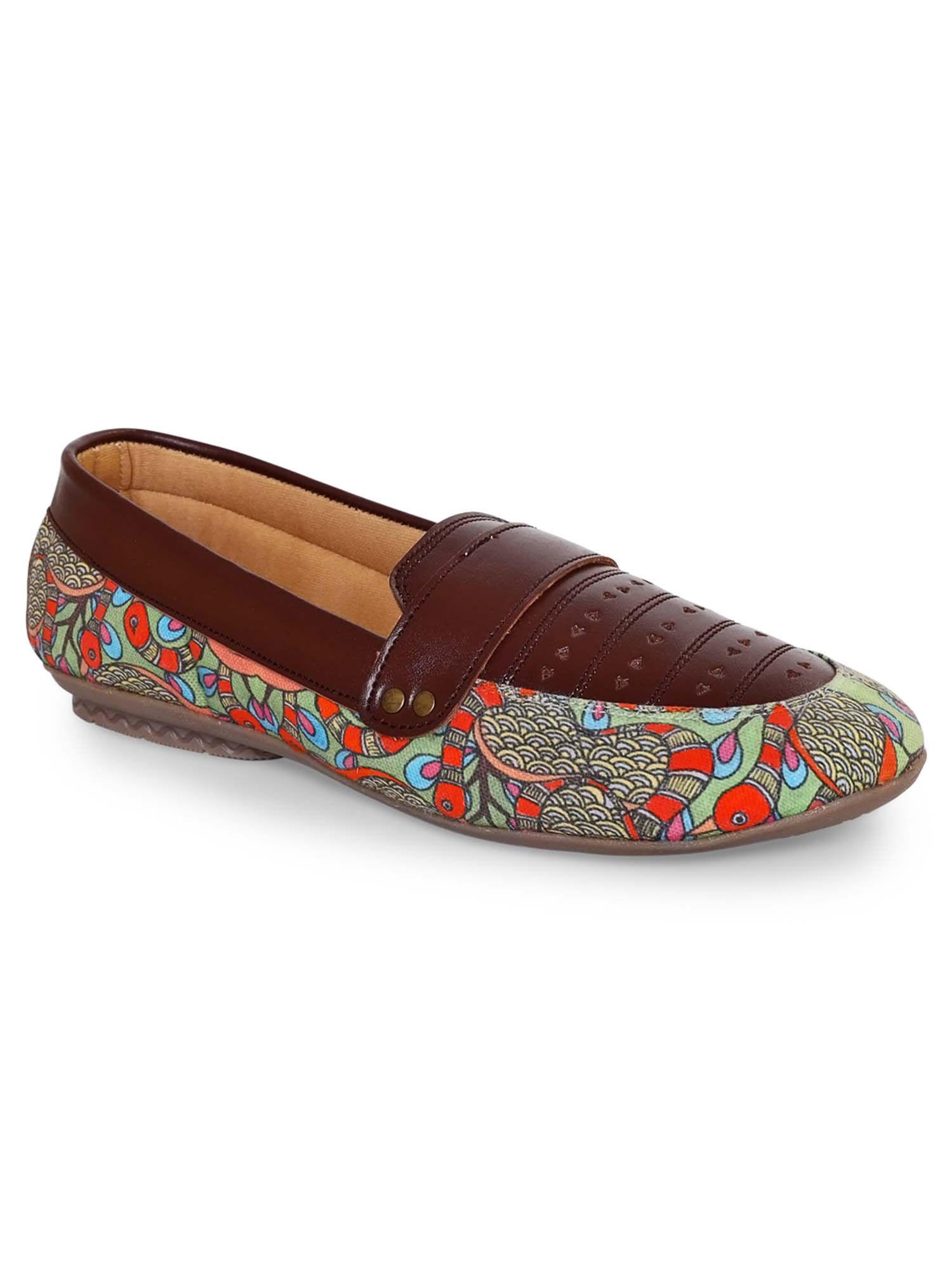 colourful bird vegan printed multi color moccasins