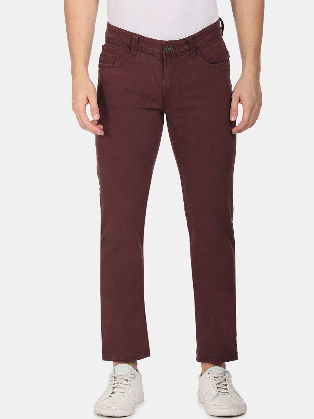 colt men maroon regular fit crop jeans