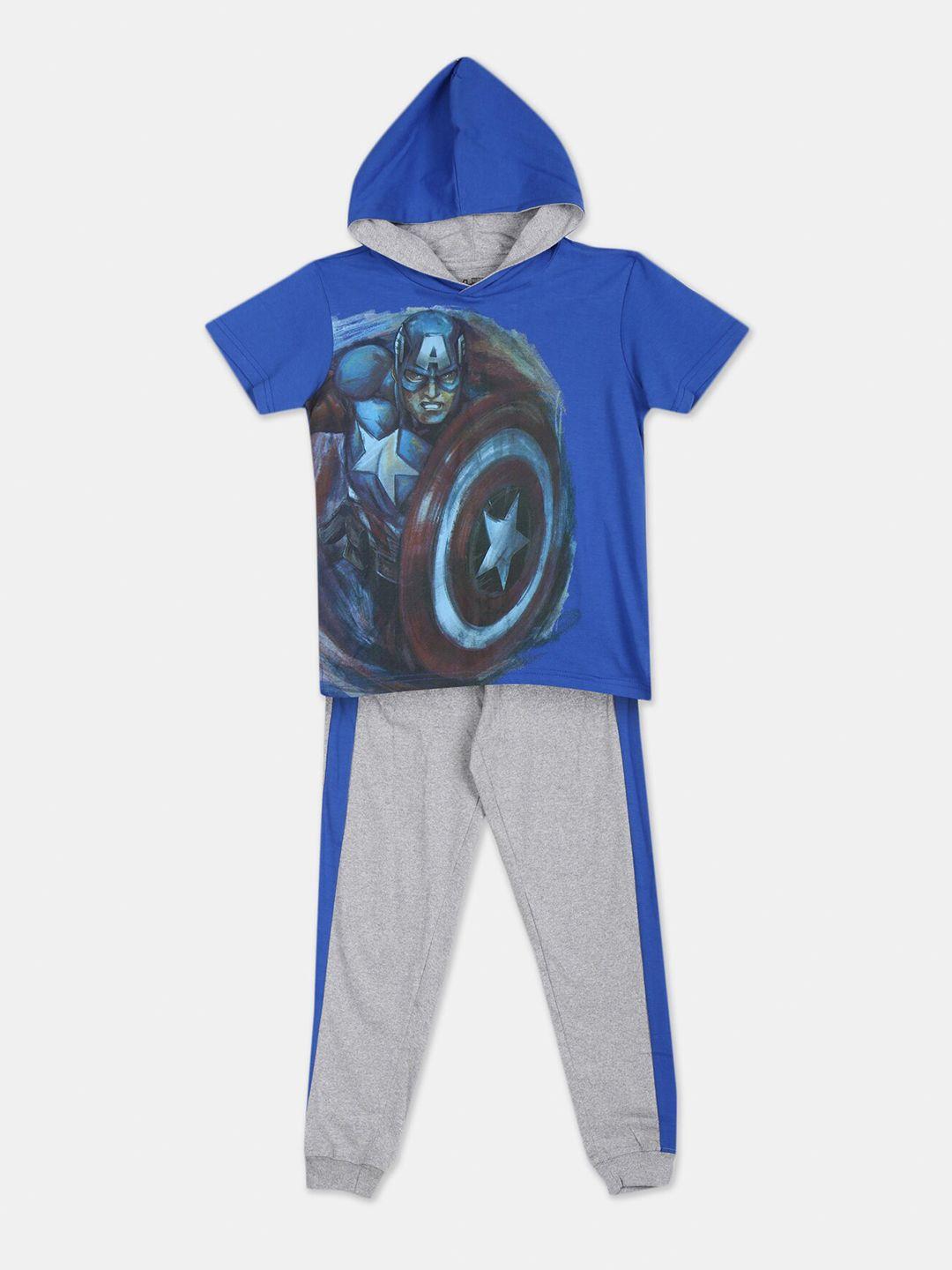 colt boys blue & grey printed t-shirt with trousers