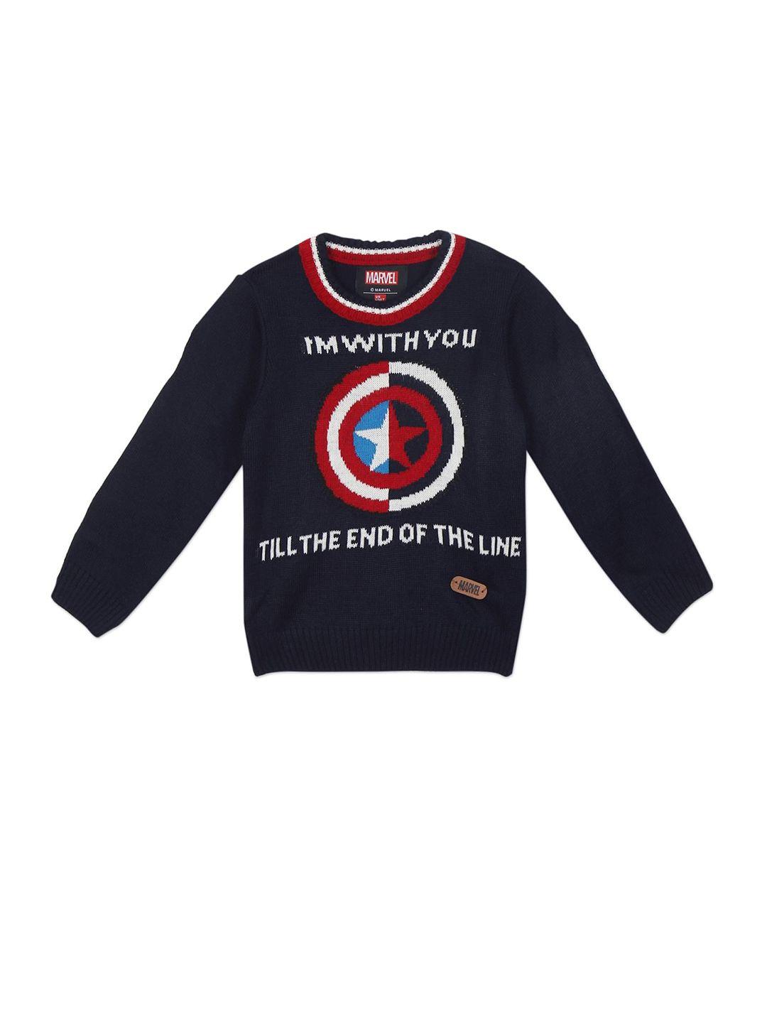 colt boys navy blue & red typography printed pullover sweater