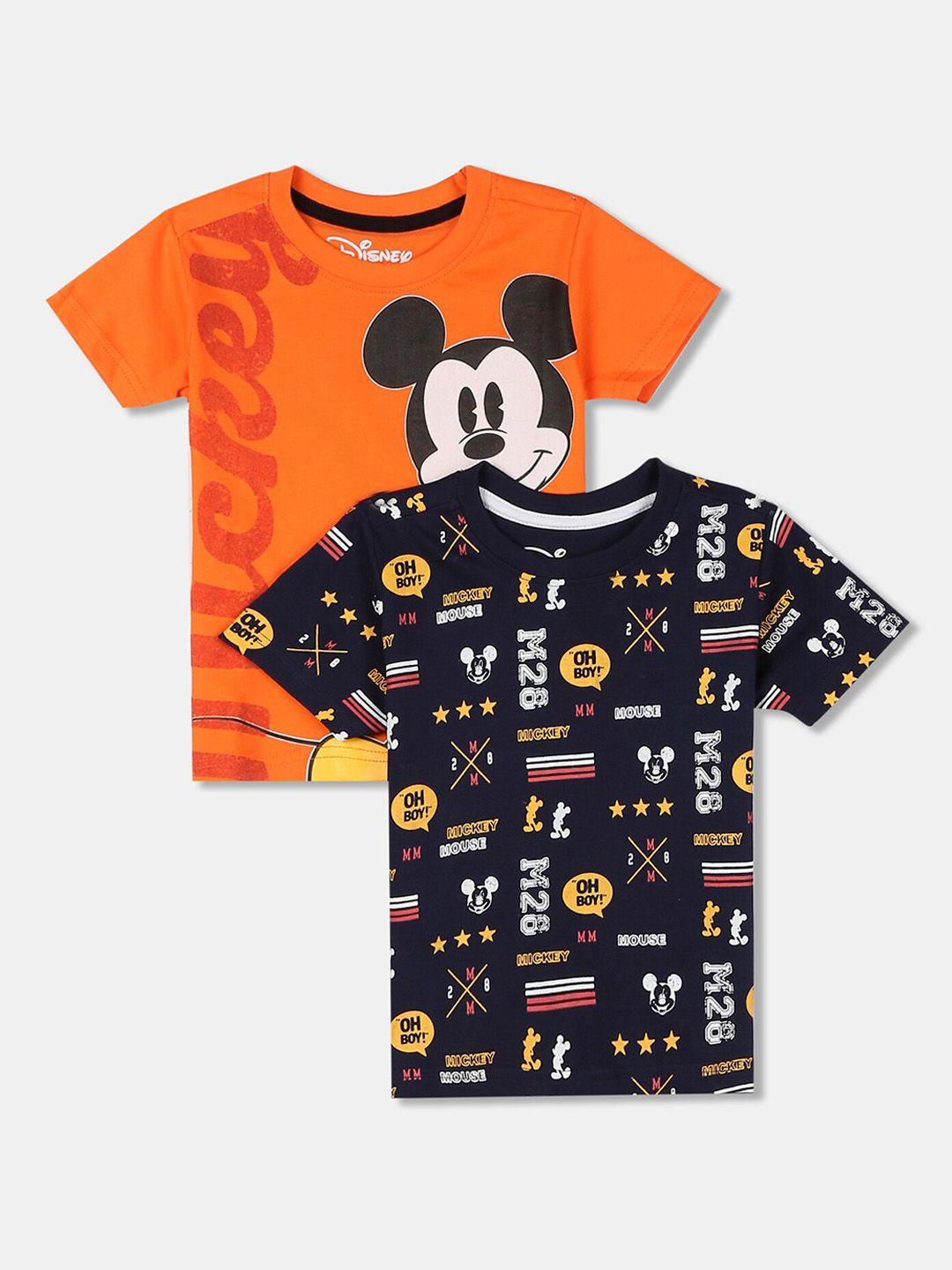 colt boys pack of 2 assorted mickey mouse printed round neck t-shirt