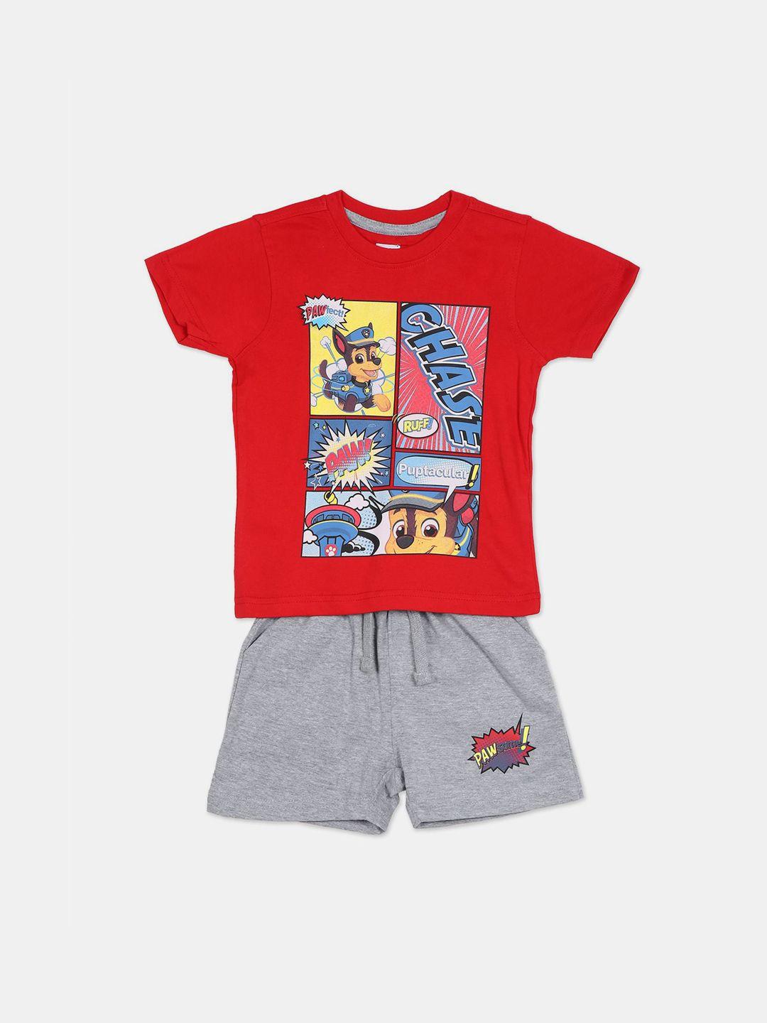 colt boys red & grey printed t-shirt with shorts