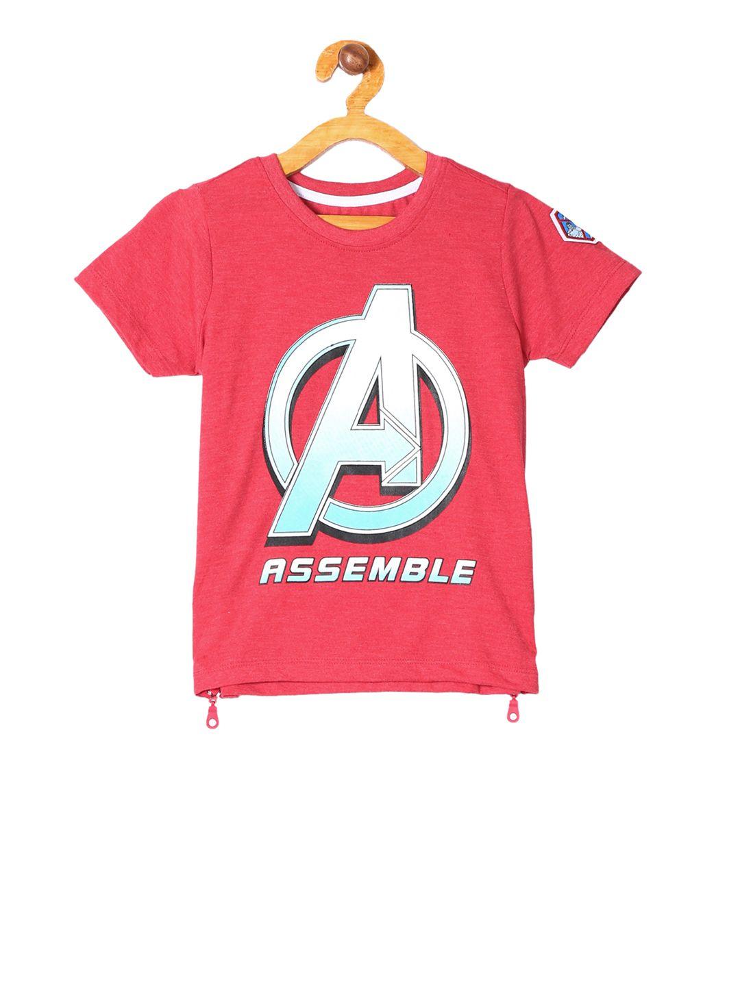 colt boys red avengers logo printed round neck pure cotton t-shirt