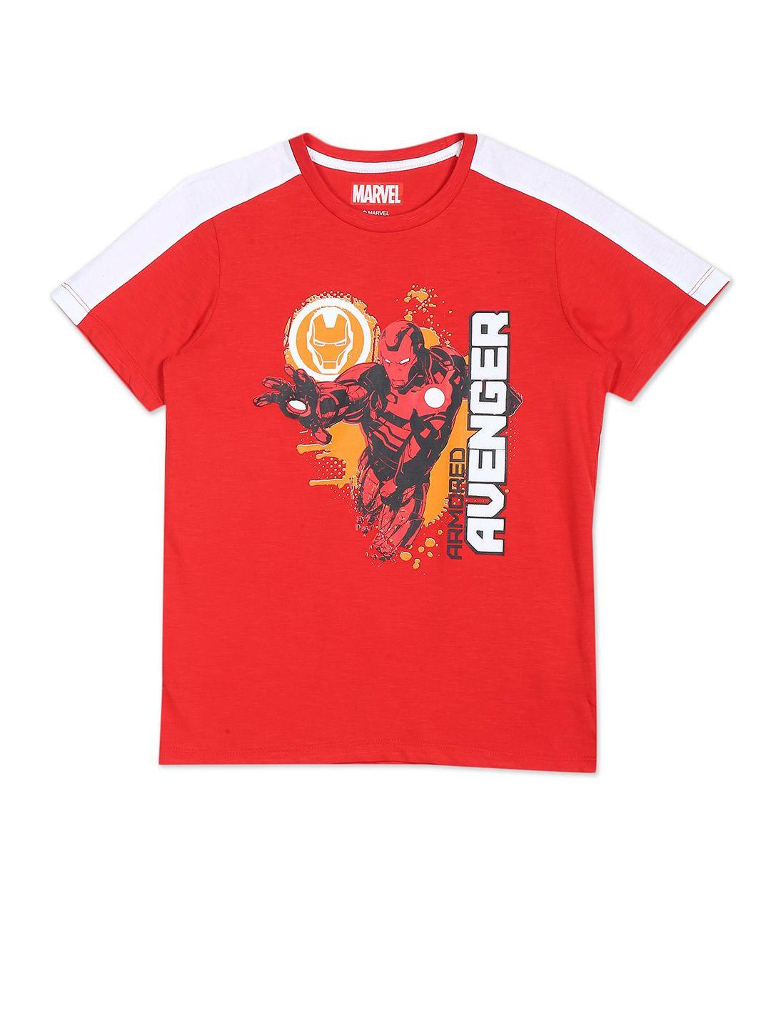 colt boys red printed regular fit applique t-shirt