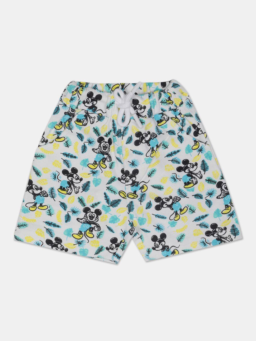colt boys white mickey mouse printed regular fit shorts