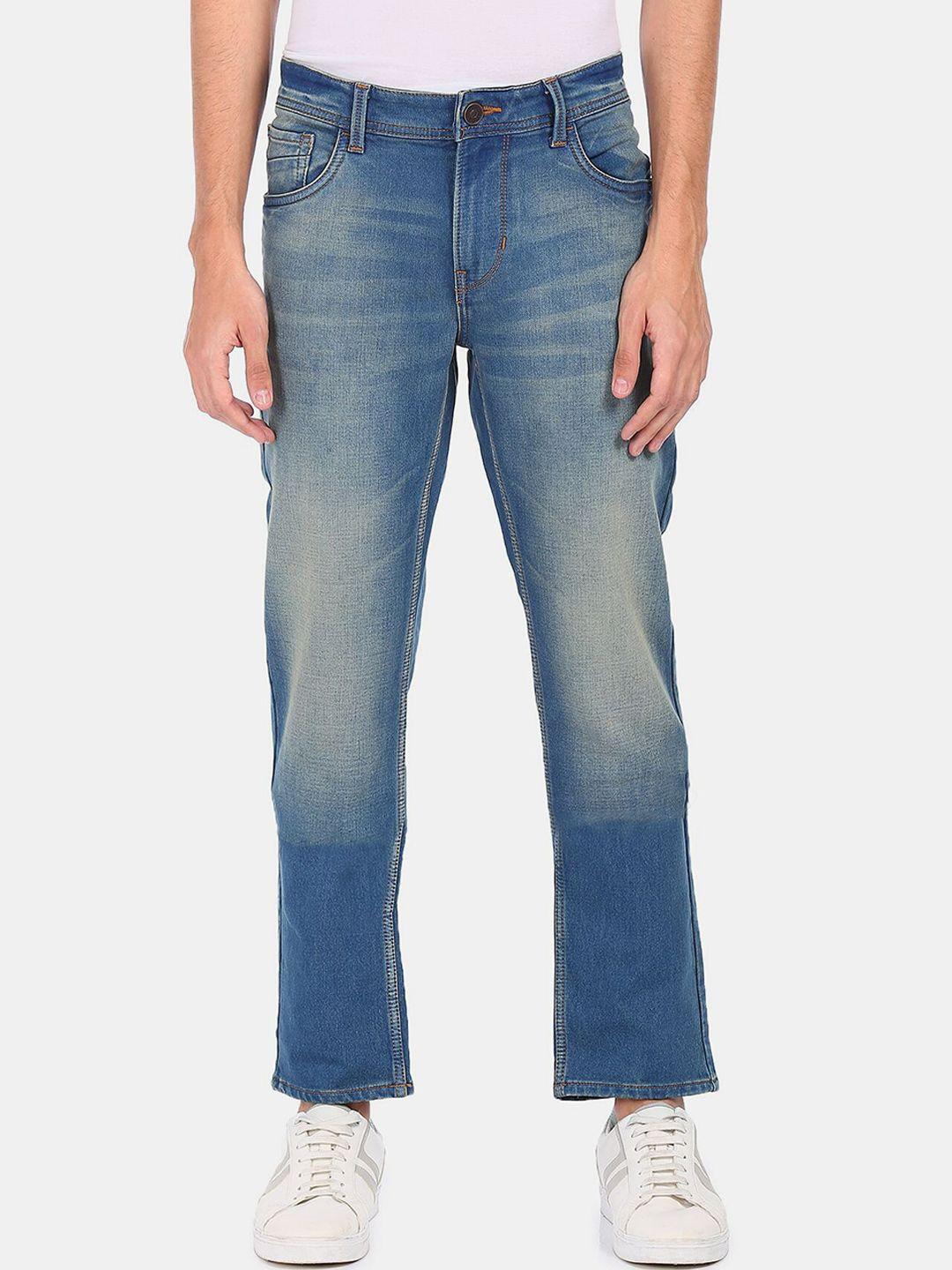 colt men blue mildly distressed heavy fade regular fit stretchable jeans