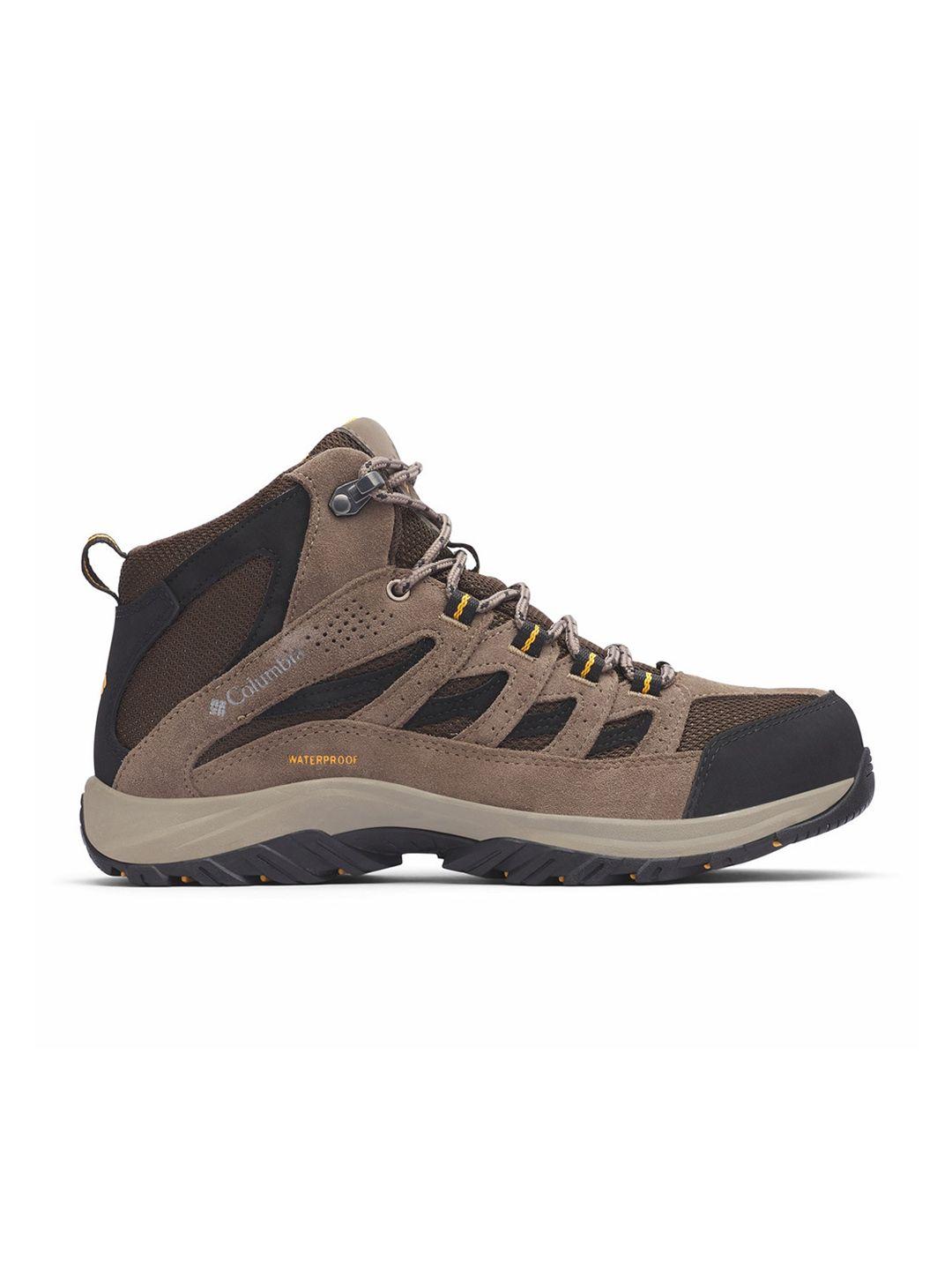 columbia men textured crestwood mid top waterproof trekking shoes