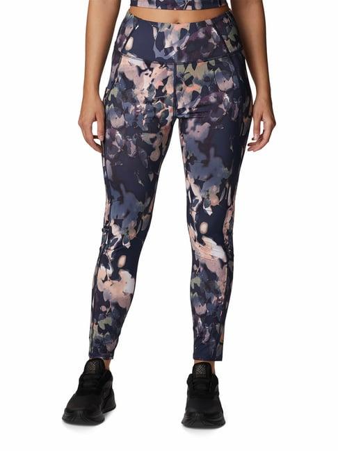 columbia navy printed regular fit tights