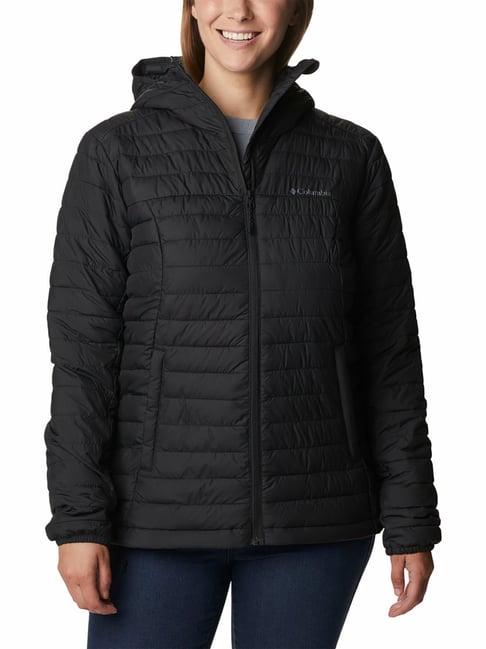 columbia black logo print puffer jacket