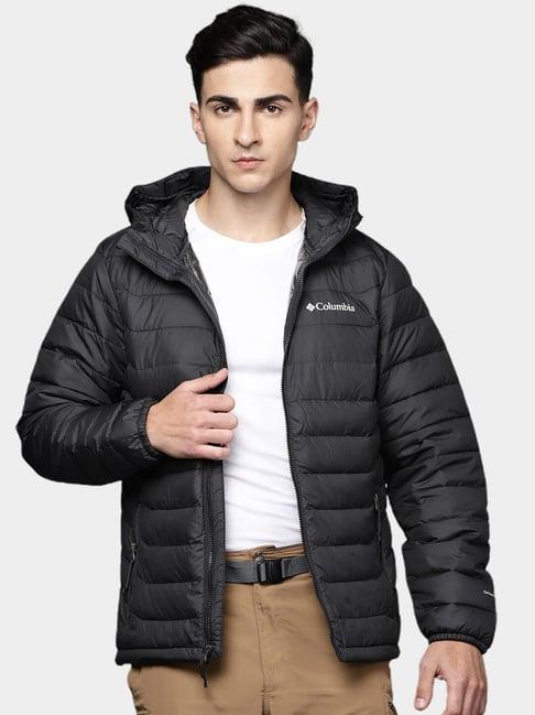 columbia black regular fit hooded jacket