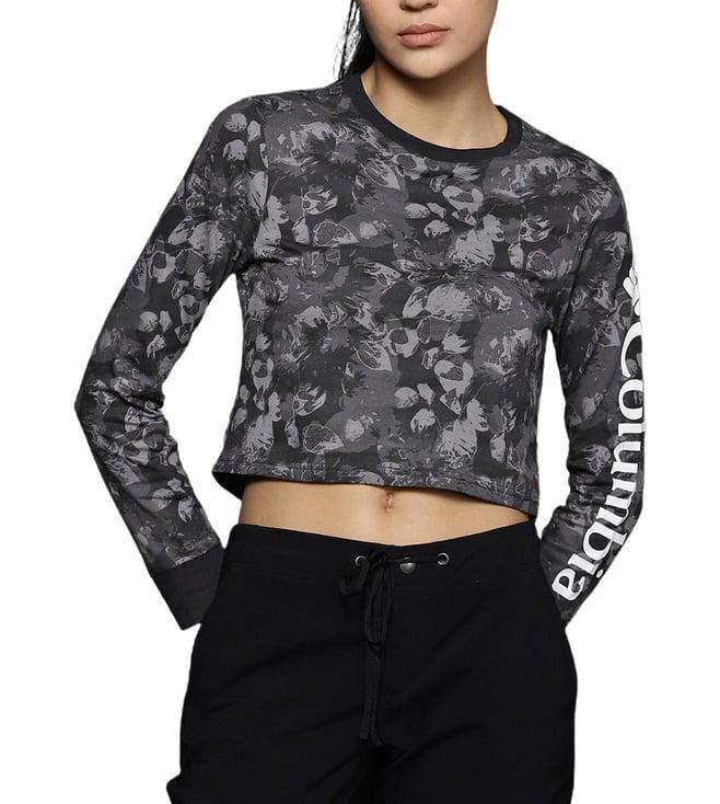 columbia black solarized printed regular fit crop top