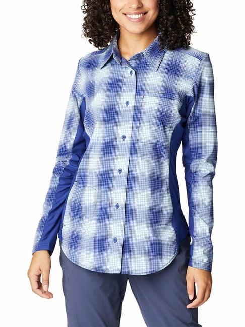 columbia blue & white check claudia ridge shirt