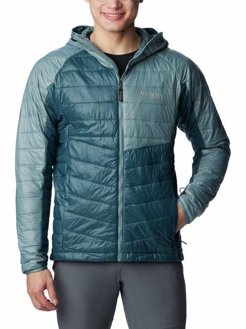 columbia blue regular fit hooded jacket