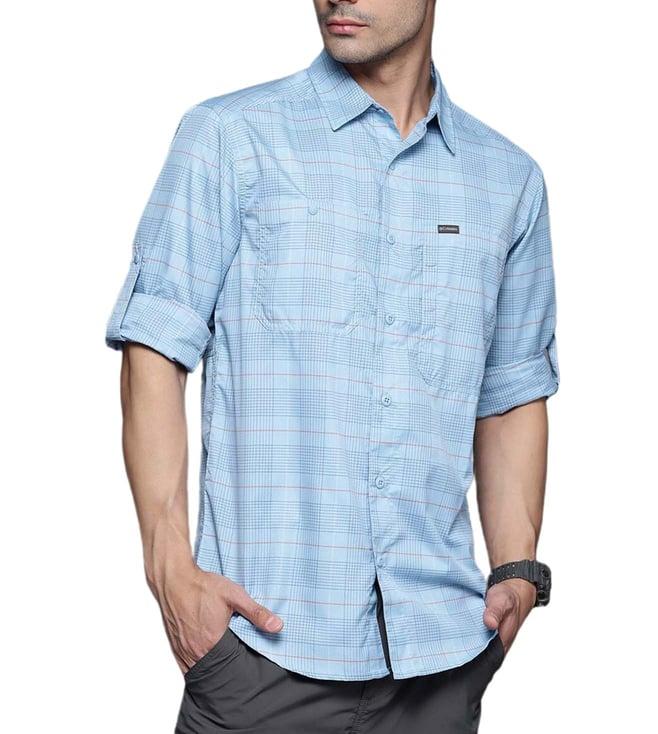 columbia blue silver ridge utility lite checked regular fit shirt