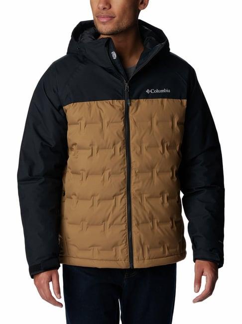 columbia brown & black regular fit hooded jacket