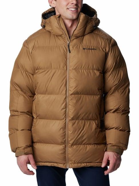 columbia brown regular fit hooded jacket