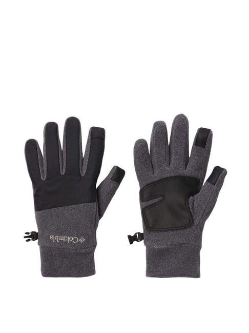 columbia cloudcap fleece city grey heather & black color block gloves - large