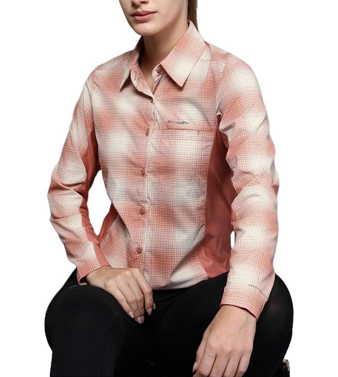 columbia dark coral soft ombre checks regular fit shirt