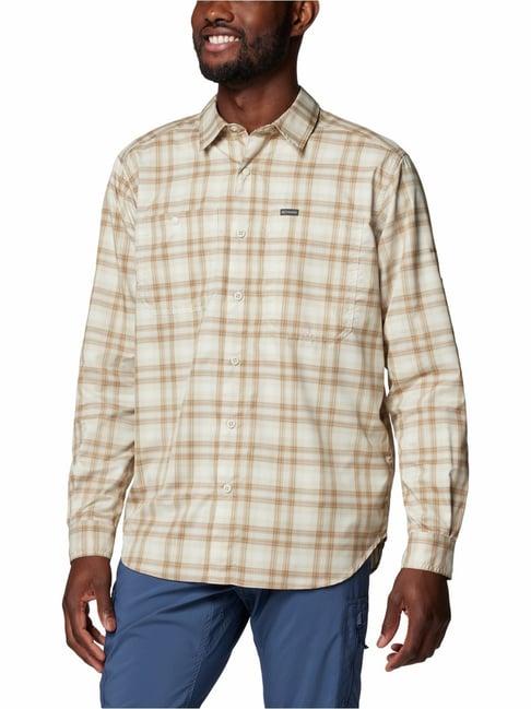 columbia dark stone regular fit checks shirt