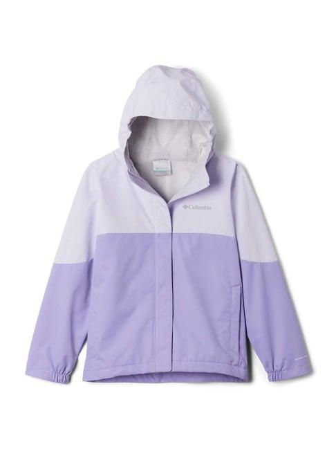 columbia kids hikebound lilac & white color block full sleeves rain jacket